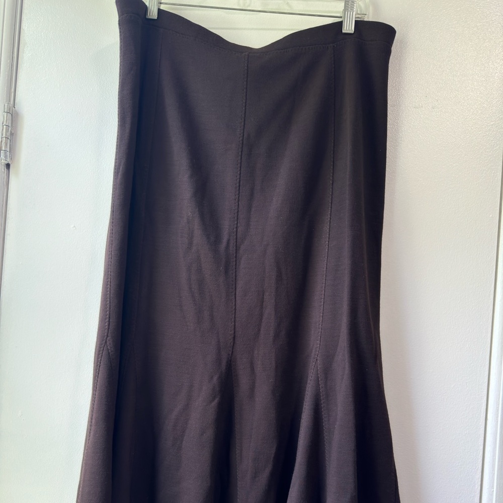 Vintage Eileen Fisher Wool Blend Tulip Skirt Chocolate Brown Size PL - Picture 8 of 13